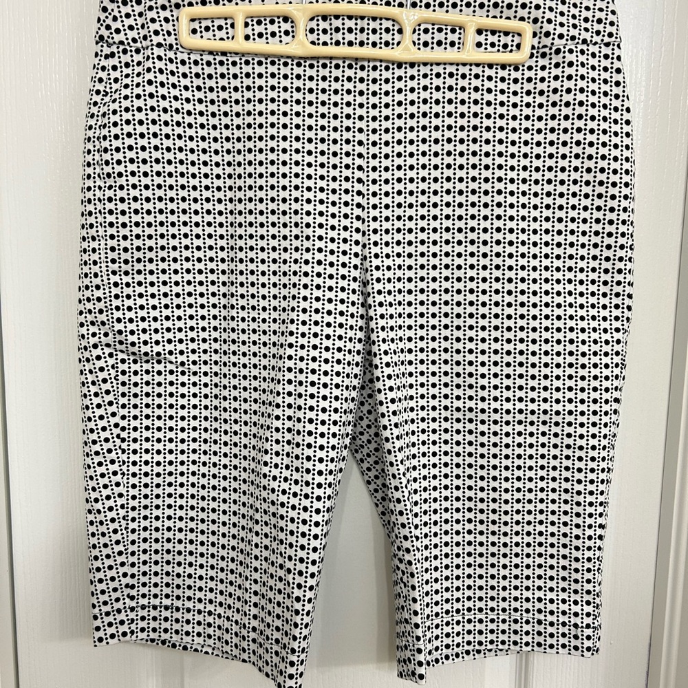 Chico's Black and White Dot Print Bermuda Shorts
